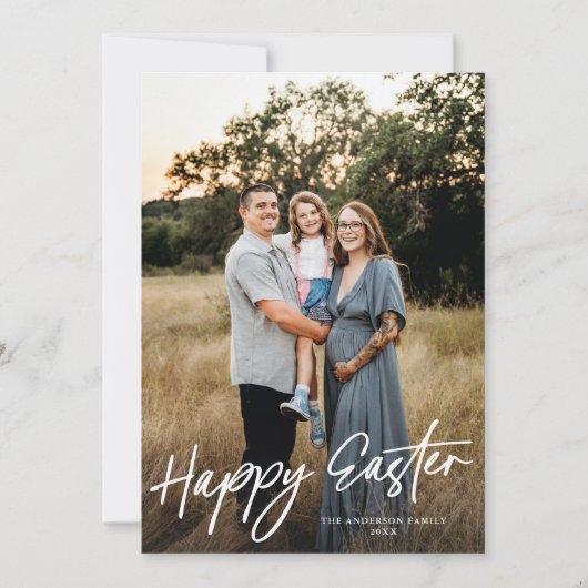 Elegantes einfaches, modernes Script Happy Oaster  Karte (Vorderseite)