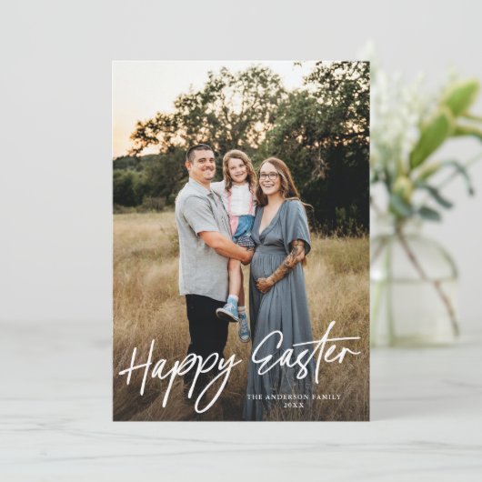 Elegantes einfaches, modernes Script Happy Oaster Karte (Stehend Vorderseite)