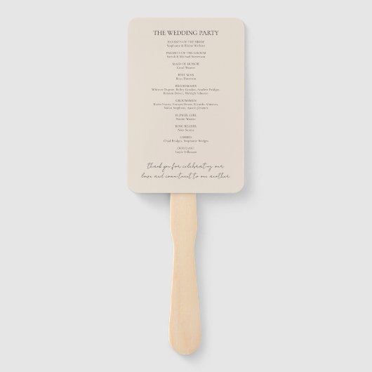 Elegantes einfaches, modernes Script-Hochzeitsprog Fächer (Rückseite)