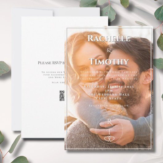 Elegantes einfaches Mongoram Foto Hochzeit Einladung