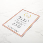 Elegantes einfaches Monogram Pink Gold Brautparty Folieneinladung (Gedreht)