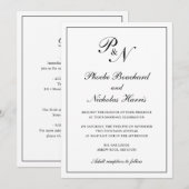 Elegantes einfaches Monogramm in einer Hochzeit Einladung (Vorne/Hinten)