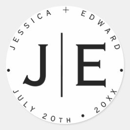 Elegantes einfaches Monogramm Modernes Chic Minima Runder Aufkleber