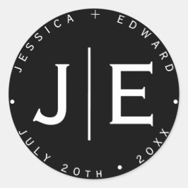 Elegantes einfaches Monogramm Modernes Chic Minima Runder Aufkleber