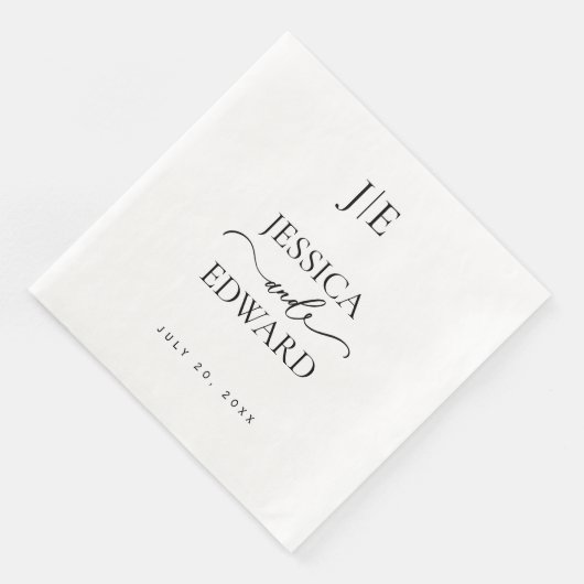 Elegantes einfaches Monogramm Modernes Chic Minima Serviette (Ecke)