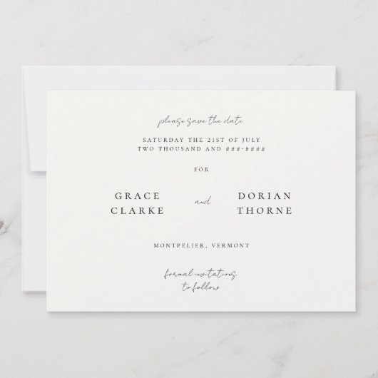 Elegantes einfaches, neutrales Mocha-Mousse-Hochze Save The Date (Vorderseite)