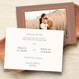 Elegantes einfaches, neutrales Mocha-Mousse-Hochze Save The Date