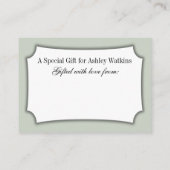 Elegantes, einfaches No Wrap Brautparty, Sage Gree Begleitkarte (Rückseite)