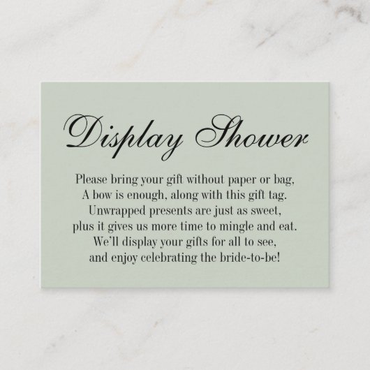 Elegantes, einfaches No Wrap Brautparty, Sage Gree Begleitkarte (Vorderseite)