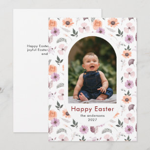 Elegantes einfaches ovales florales Oster-Familien Feiertagskarte