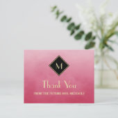 Elegantes einfaches Rosa mit Gold Monogram Vielen Postkarte (Stehend Vorderseite)