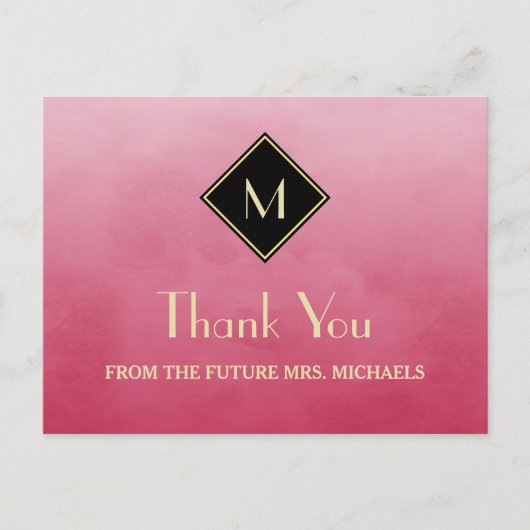 Elegantes einfaches Rosa mit Gold Monogram Vielen Postkarte (Vorderseite)