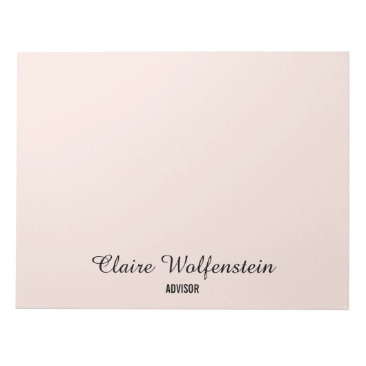 Elegantes, einfaches, rosa Personalisiertes Skript Notizblock (Vorderseite)