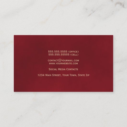 Elegantes Einfaches Rot & Gold Beruflich Visitenkarte (Rückseite)