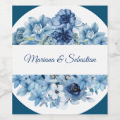 Elegantes einfaches rustikales blaues Design Weinetikett (Einzelnes Label)