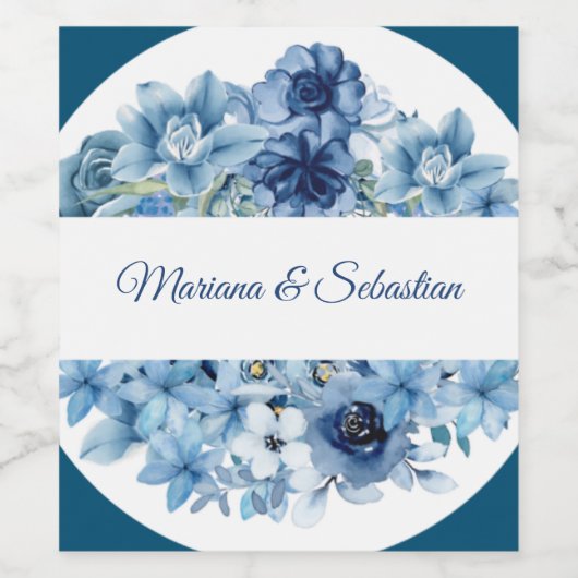 Elegantes einfaches rustikales blaues Design Weinetikett (Einzelnes Label)