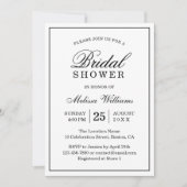 Elegantes einfaches Schlichtes Schwarz-Weiß-Brautp Einladung (Vorderseite)