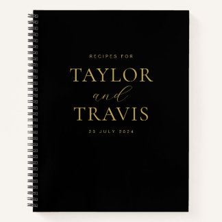 Elegantes einfaches Schwarz-Gold-Rezept Notizblock