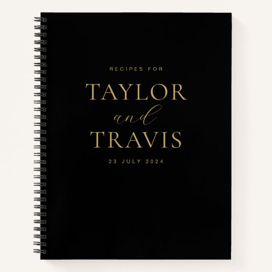 Elegantes einfaches Schwarz-Gold-Rezept Notizblock (Vorderseite)