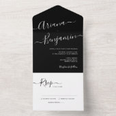 Elegantes einfaches Schwarz-Weiß-Budget All In One Einladung (Innen Boden)