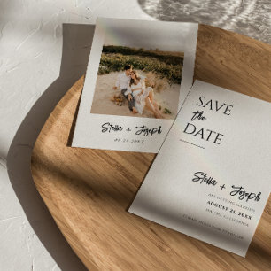 Elegantes, einfaches Schwarz-Weiß-Foto Save The Date
