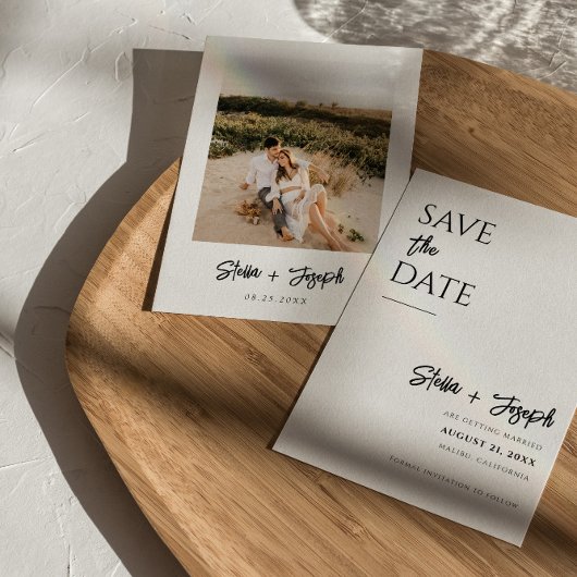 Elegantes, einfaches Schwarz-Weiß-Foto Save The Date