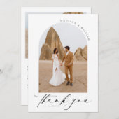 Elegantes einfaches Schwarz-Weiß-HochzeitsFoto Dankeskarte (Vorne/Hinten)