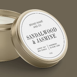 Elegantes einfaches Schwarz-Weiß-Kerzen-Etikett Runder Aufkleber