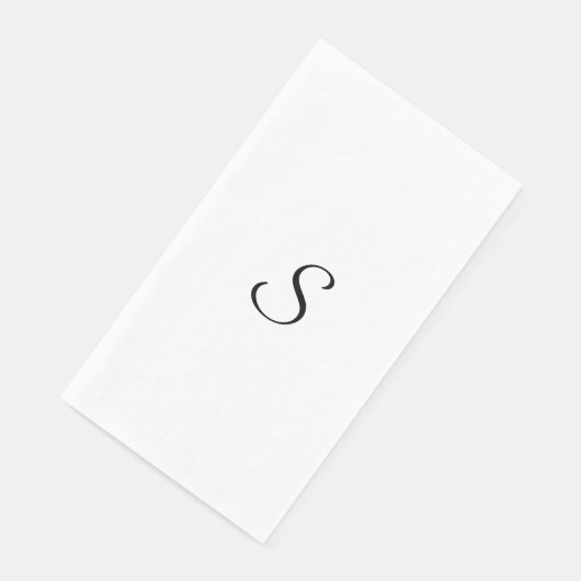 Elegantes einfaches Schwarz-Weiß-Monogramm Serviette (Ecke)
