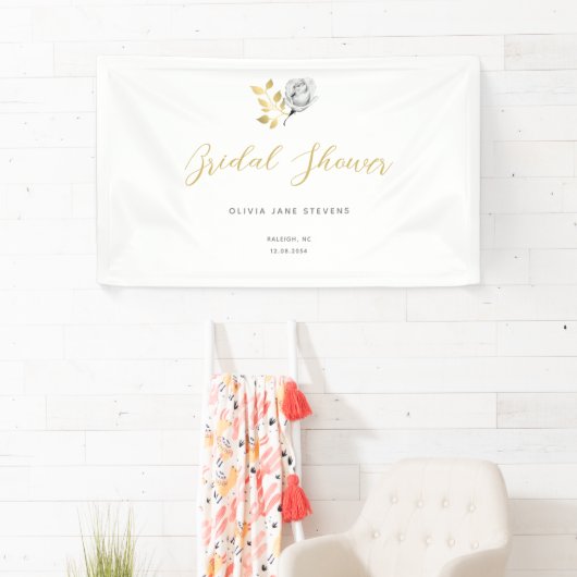 Elegantes einfaches Schwarz-weißes Gold Brautparty Banner (Insitu)