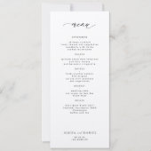 Elegantes einfaches, schwarz-weißes Hochzeitsmenü Einladung (Vorderseite)