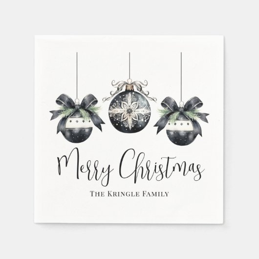 Elegantes Einfaches Schwarz-weißes Party Serviette (Vorderseite)