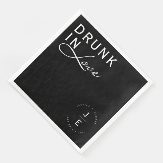 Elegantes einfaches Schwarzes Monogramm Modernes C Serviette (Ecke)