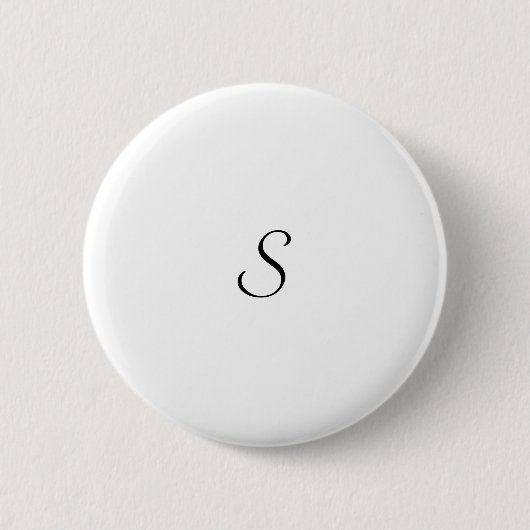 Elegantes einfaches schwarzes und weißes Monogramm Button (Vorderseite)
