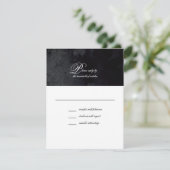 Elegantes einfaches Script Black Goth Wedding RSVP Karte (Stehend Vorderseite)
