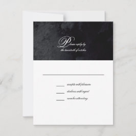Elegantes einfaches Script Black Goth Wedding RSVP Karte