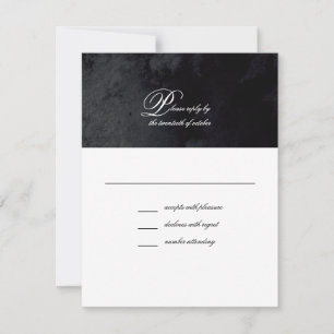 Elegantes einfaches Script Black Goth Wedding RSVP Karte