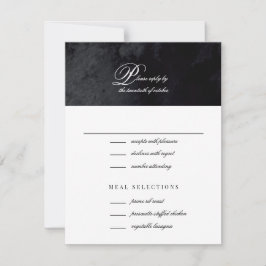 Elegantes einfaches Script Black Goth Wedding RSVP Karte