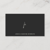 Elegantes einfaches Script Monogram Black Noir Visitenkarte (Rückseite)