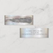 Elegantes, einfaches Silber, Pinselstriche, Grau Mini Visitenkarte (Vorne/Hinten)