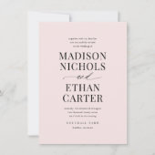 Elegantes einfaches Skript Blush Pink Budget Hochz Einladung (Vorderseite)