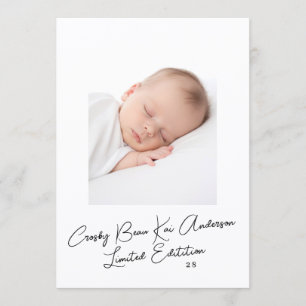 Elegantes einfaches Skript Foto Baby Geburt Ankündigung