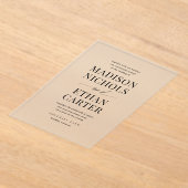 Elegantes Einfaches Skript-Foto Hochzeit Acryleinladungen (Ablage )