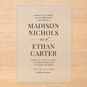 Elegantes Einfaches Skript-Foto Hochzeit Acryleinladungen (Vorderseite)