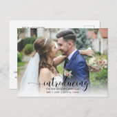 Elegantes Einfaches Skript-Foto-Hochzeitsankündigu Postkarte (Vorne/Hinten)
