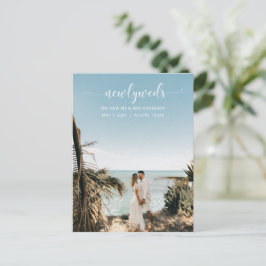 Elegantes Einfaches Skript-Foto-Hochzeitsankündigu Postkarte
