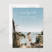 Elegantes Einfaches Skript-Foto-Hochzeitsankündigu Postkarte (Vorne/Hinten)