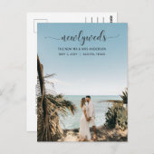 Elegantes Einfaches Skript-Foto-Hochzeitsankündigu Postkarte (Vorne/Hinten)