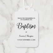 Elegantes einfaches Skript für die Taufe von Kinde Geschenkanhänger (Rückseite)