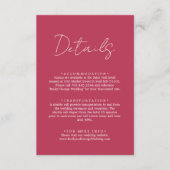 Elegantes einfaches Skript Viva Magenta Wedding De Begleitkarte (Vorderseite)